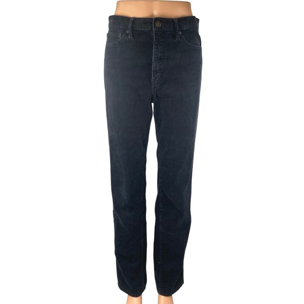 Uniqlo Women's Black Corduroy High Waisted Straight Leg Denim Jeans Pants Sz 27